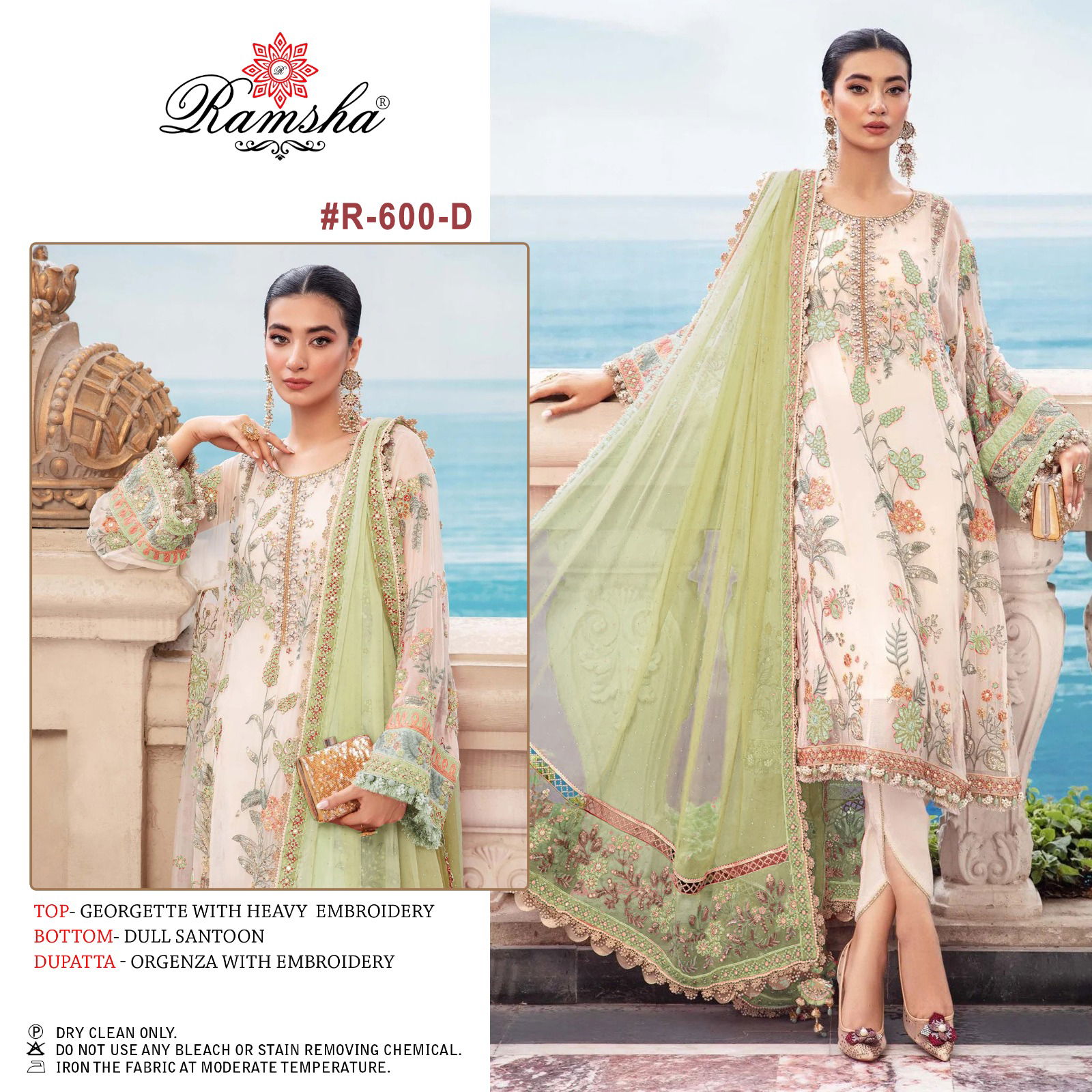 Ramsha R 600 Nx Georgette Pakistani Dress Material Catalog
